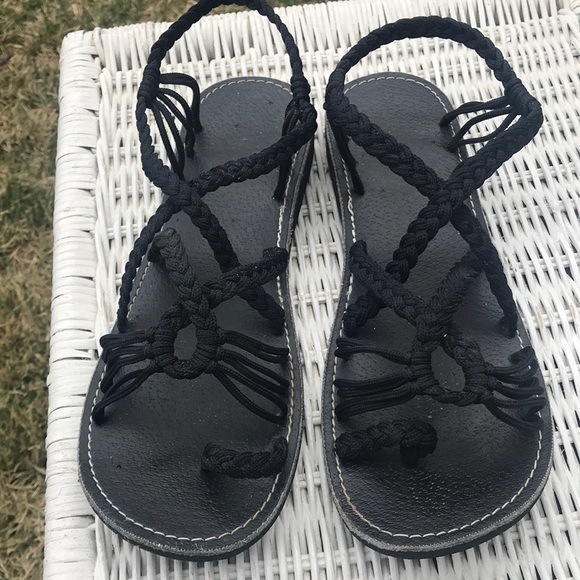 COPY - Black rope sandals - Picture 1 of 7